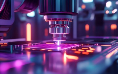 Poster - Close-up of a high-tech laser cutting through a circuit board, showcasing innovation in electronics and precision engineering