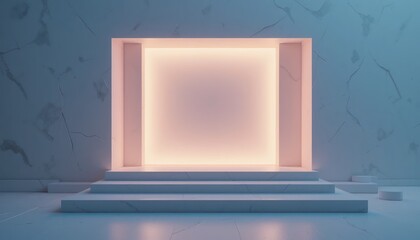 Poster - Contemporary light installation minimalist gallery visual art indoor space wide angle innovative design concept