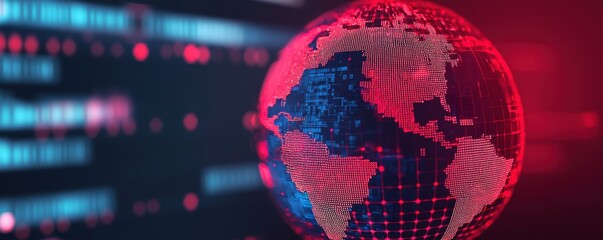 Poster - Global digital network visualization virtual environment 3d globe rendering cyber space futuristic concept