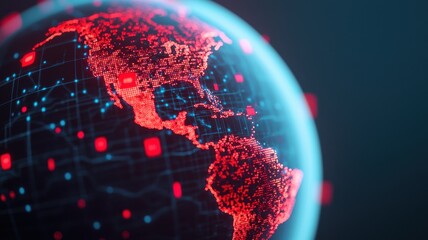 Poster - Global digital connectivity interactive data visualization of americas technology concept in futuristic environment