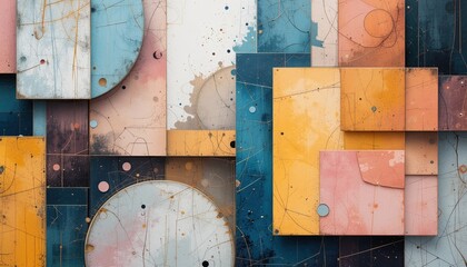 Poster - Abstract geometric art composition modern gallery digital artwork contemporary environment close-up view creative expression