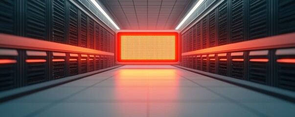Poster - Data center lighting display server room digital content modern technology perspective innovation
