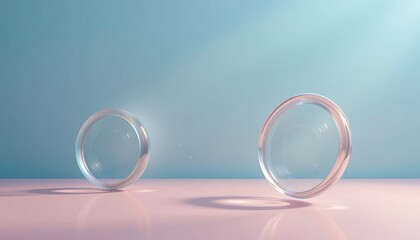 Poster - Bouncing crystal spheres minimalistic studio abstract photography soft color palette eye-level perspective visual harmony