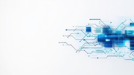 Aufkleber - Abstract background with blue circuit lines and white accents creating a modern and futuristic digital aesthetic