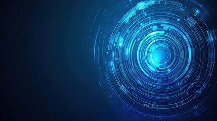 Fototapete - Abstract blue circle displayed on a dark background creating a visually striking and modern artistic composition