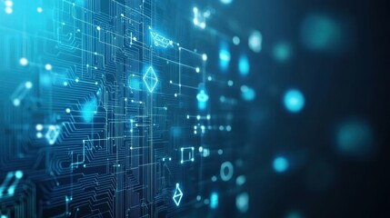 Aufkleber - Detailed circuit design with blue background illustrating modern networking technology and digital connectivity concepts