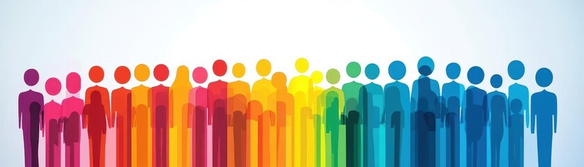 Aufkleber - Abstract design representing a diverse group of people connected by colorful lines symbolizing unity and collaboration