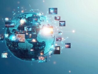 Fototapete - Abstract digital globe composed of various images representing diversity and global perspectives in a colorful design