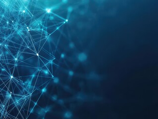 Aufkleber - Blue background featuring a complex network of connected lines illustrating digital communication and connectivity