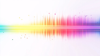 Wall Mural - Vibrant Colorful Sound Wave Visualization with Dynamic Rainbow Hues and Floating Particles for Music Technology and Audio Design Projects