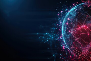 Leinwandbilder - Sphere with a network of connected lines showcasing the concept of global connectivity and communication