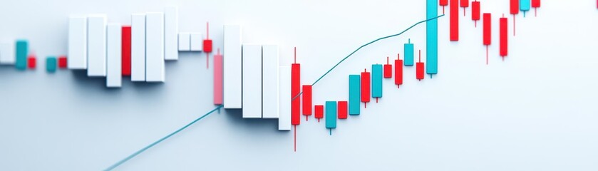Aufkleber - Chart with red and blue bars representing financial data in an abstract style for business and analytics