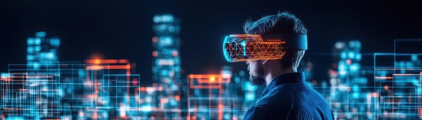 Poster - Innovative architect utilizing advanced augmented reality technology to design futuristic virtual environments