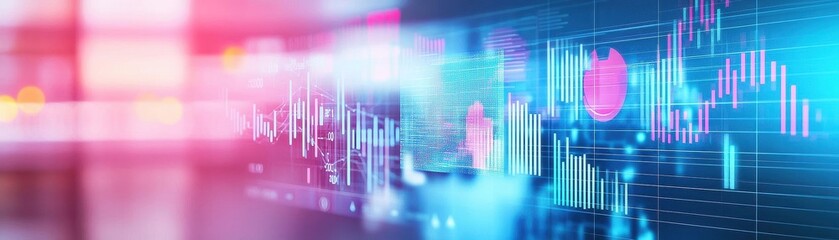 Fototapete - Business background with blue and pink gradients creating an elegant and professional environment for corporate use