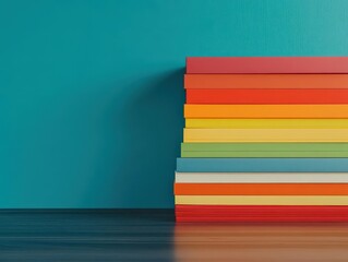 Poster - A well-organized stack of books representing knowledge and learning for annual sales reports and business insights