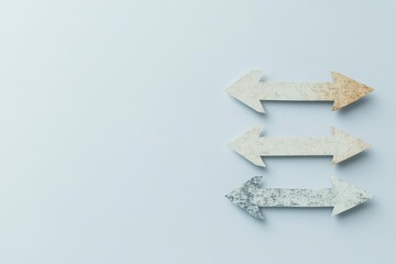 Poster - Three arrows pointing in different directions symbolizing choices and opportunities in a conceptual presentation
