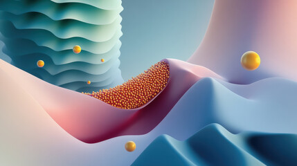 Wall Mural - Abstract 3D Shapes with Floating Spheres