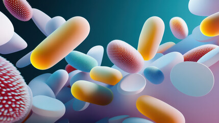 Wall Mural - Abstract Colorful Spheres and Cylinders