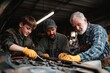© Thanapong - Multi-generation families working together on a classic car project in a garage showcasing bonding moments through shared hobbies and skills