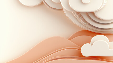 Wall Mural - Abstract Clouds and Waves in Pastel Colors