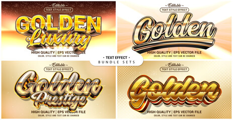 Leinwandbilder - Text style effect bundle set. Golden theme set. Vector editable file format.