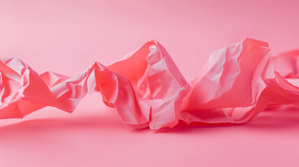 Poster - A close up of a crumpled piece of pink fabric on a pink background creating a textured abstract design