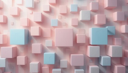 Poster - Dynamic 3d cubes arrangement abstract digital art contemporary design minimalist environment close-up view creative concept