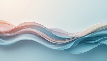 Poster - Flowing abstract waves digital art tranquil environment soft color palette modern design concept