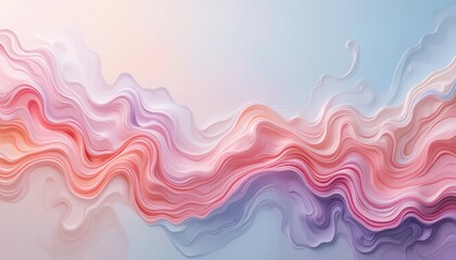 Poster - Flowing abstract waves digital art soft color palette minimalist style serene environment modern viewpoint