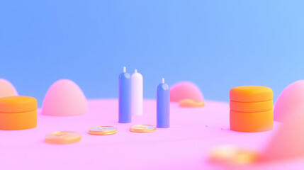Wall Mural - Pastel Colored Candles and Geometric Shapes