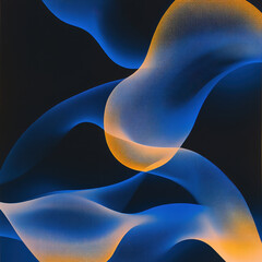 Wall Mural - Abstract Flowing Shapes in Blue and Orange