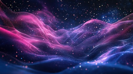Poster - Abstract image showing ethereal waves of colors and sparkling lights