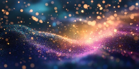 Poster - Abstract rendering of glowing particles forming dynamic and vibrant shapes