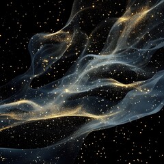 Poster - Shimmering ethereal abstract forms with sparkling golden dust are presented