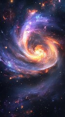 Poster - A swirling colorful galaxy filled with numerous glowing stars