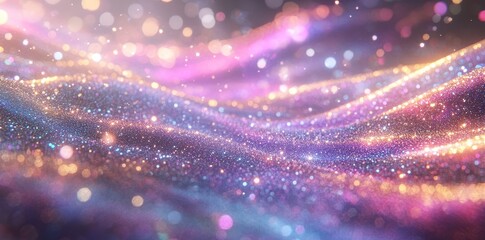 Poster - Sparkling ethereal waves with bokeh and soft gradient colors create beauty
