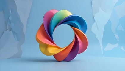 Poster - illustration Abstract colorful shape, minimalist background design, 3D render


