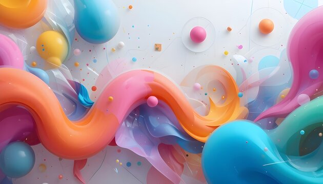 illustration Abstract colorful shape, minimalist background design, 3D render


