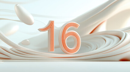Wall Mural - Abstract 3D Rendering of Number 16