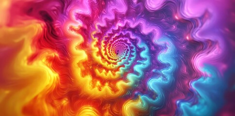 Poster - An abstract colorful swirling spiral pattern forming a visual vortex