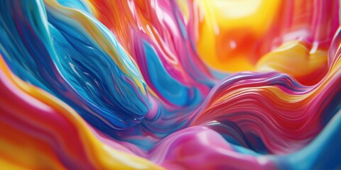 Poster - The colorful abstract flowing forms feature bright and varied hues