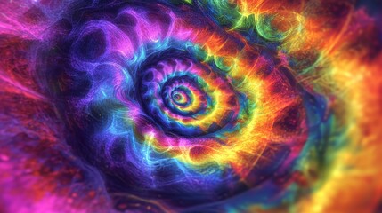 Poster - A vibrant colorful spiral pattern with abstract energy swirls