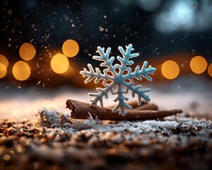 Poster - Festive snowflake on snowy ground