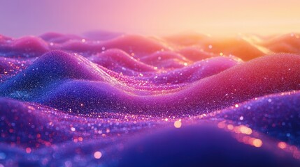 Poster - Abstract landscape of shimmering colorful hills under a bright sky