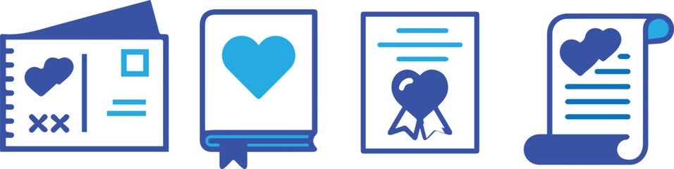 Poster - Medical record, Health data, Blue heart symbol, Healthcare icons, Medical chart, Doctor's clipboard, Patient information, Health tracking, Medical illustration, Minimalist desig