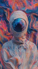 Poster - A figure with a cosmic view framed within its eye space