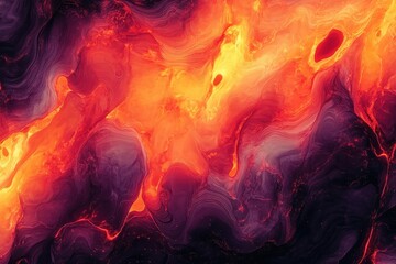 Poster - An abstract depiction of glowing flowing volcanic lava