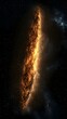 © fara - Golden cosmic nebula in deep space.  A vertical image of a glowing, fiery nebula against a backdrop of stars.