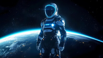 Wall Mural - sci-fi astronaut exploring unknown space