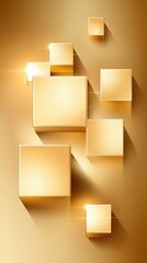 Wall Mural - golden cubes float in a dynamic composition of light and shadow
